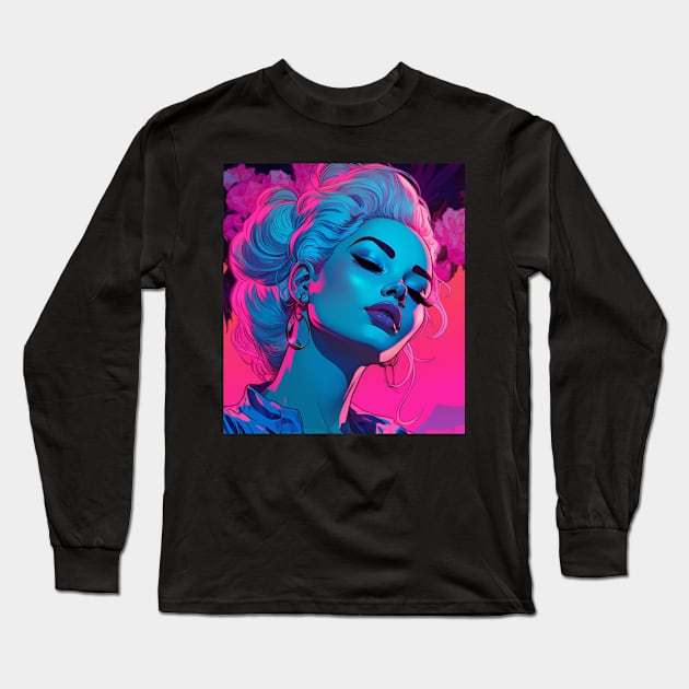 Vaporwave Girl Long Sleeve T-Shirt by Nightarcade